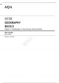 AQA GCSE GEOGRAPHY 8035/2 Paper 2 Mark scheme June 2023- Challenges in the Human Environment