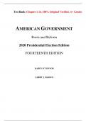 Test Bank For American Government Roots and Reform 14th Edition By  Karen O'Connor, Larry Sabato (All Chapters, 100% Original Verified, A+ Grade)