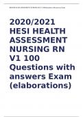 2020/2021 HESI HEALTH ASSESSMENT NURSING RN V1 100