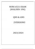 NURS 6521 EXAM ( WALDEN UNI ) QNS & ANS 2 VERSIONS 20232024