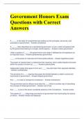 Government Honors Exam Questions with Correct Answers 