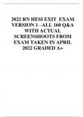 2022 RN HESI EXIT EXAM  VERSION 1 –ALL 160 Q&A  WITH ACTUAL  SCREENSHOOTS FROM  EXAM TAKEN IN APRIL  2022 GRADED A+