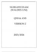 NURS 6552 EXAM ( WALDEN UNI ) QNS & ANS VERSION 2 20232024