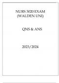 NURS 3020 EXAM ( WALDEN UNI ) QNS & ANS 20232024.p