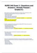 NURS 346 Exam 3 | Questions and Answers | Already Passed | Graded A+