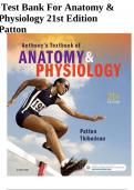 Test Bank For Anatomy & Physiology 21st Edition Patton