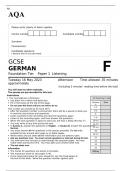 AQA GCSE GERMAN Foundation Tier Paper 1 JUNE 2023 QUESTION PAPER: Listening