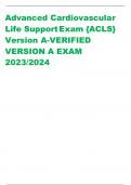 Advanced Cardiovascular  Life SupportExam {ACLS}  Version A-VERIFIED VERSION A EXAM  2023/2024