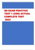 RD EXAM PRACTICE  TEST 1 (CDR) ACTUAL  COMPLETE TEST   2023