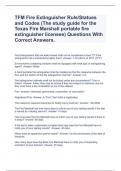 TFM Fire Extinguisher Rule/Statues and Codes (The study guide for the Texas Fire Marshall portable fire extinguisher licensee) Questions With Correct Answers.