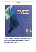 TNCC EXAM Questions (71 Terms) with Definite Solutions Already Graded A+ Updated 2023-2024