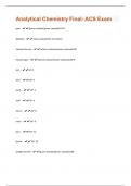 Analytical Chemistry Final- ACS Exam Questions And Answers Verified 100% Correct!!