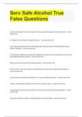 Serv Safe Alcohol True False Questions