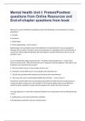 Mental Health Unit I: Pretest/Posttest questions from Online Resources and End-of-chapter questions from book fully solved 2023/2024