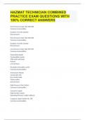 HAZMAT TECHNICIAN COMBINED PRACTICE EXAM QUESTIONS WITH 100% CORRECT ANSWERRS