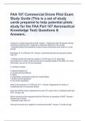 FAA 107 Commercial Drone Pilot Exam Study Guide (This is a set of study cards prepared to help potential pilots study for the FAA Part 107 Aeronautical Knowledge Test) Questions & Answers..