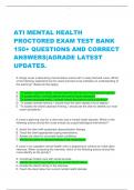 ATI MENTAL HEALTH PROCTORED EXAM TEST BANK  150+ QUESTIONS AND CORRECT  ANSWERS|AGRADE LATEST  UPDATES