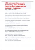 HESI Admission Assessment  (Vocabulary) 2023 VERIFIED  QUESTIONS AND ANSWERS  ALREADY PASSED A+