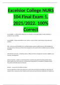 Excelsior College NURS 104 Final Exam 1. 2021/2022. 100% Correct