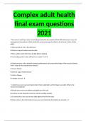 Complex adult health final exam questions 2021