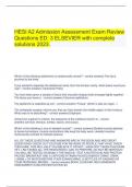 HESI A2 Admission Assessment Exam Review Questions ED: 3 ELSEVIER with complete solutions 2023.