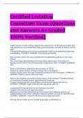 Certified Lactation Consultant Exam (Questions and Answers A+ Graded 100% Verified)