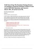 Wall Street Prep The Premium Package Review: Accounting & Financial Statement Analysis Exam Latest 2023/2024 Questions and Answers (Score: 95%, 38 correct out of 40).