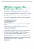 HESI health assessment Test  Questions And Answer