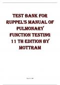 TEST BANK FOR RUPPEL’S MANUAL OF PULMONARY FUNCTION TESTING 11 TH EDITION BY MOTTRAM