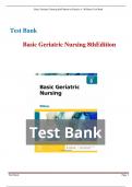 Test Bank for Basic Geriatric Nursing 8th Edition by Patricia A. Williams 2023 Chapter 1-20 + Nclex Case Studies with Answers | All Chapters