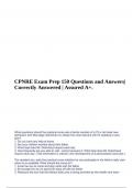 CPNRE Exam Prep 150 Questions and Answers| Correctly Answered | Assured A+, CPNRE Exam Questions and Answers Latest Update Assured A+ & CPNRE Practice Questions And Answers (100%Verified) Solutions | LATEST UPDATE| ASSURED A+.