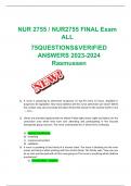 NUR 2755 / NUR2755 FINAL Exam ALL 75QUESTIONS&VERIFIED ANSWERS 2023-2024 Rasmussen