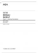 AQA GCSE BENGALI 8638/LF Paper 1 JUNE 2023 MARK SCHEME: Listening Foundation