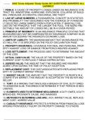 2022 Texas Adjuster Study Guide 367 QUESTIONS ANSWERS ALL  CORRECT 1 / 31 1. PERILS: A CAUSE OF PROPERTY LOSSES UNDER AN INSURANCE CON- TRACT EX: WINDSTORM, HURRICANE, EXPLOSION, COLLAPSE OF BUILD- ING, VANDALISM, ACCIDENTAL DISCHARGE, AND THEFT 2. LAW OF