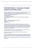 PubH 6012 Week 1 Overview of health systems and health policy Exam