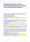 HESI RN EXIT EXAM V2 2023 And verified Guaranteed Pass latest update end of year exam 2023 graded A+