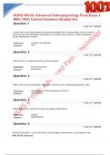 NURS 6501N: Advanced Pathophysiology Final Exam 2 With 100% Correct Answers (Graded A+).