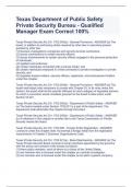 Texas Department of Public Safety Private Security Bureau - Qualified Manager Exam Correct 100%