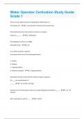 Water Operator Certication Study Guide Grade 1  Exam Questions With 100% Correct Answers.