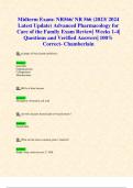 Midterm Exam: NR566/ NR 566 (2023/ 2024 Latest Update) Advanced Pharmacology for Care of the Family Exam Review| Weeks 1-4| Questions and Verified Answers| 100% Correct- Chamberlain