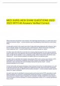  MED SURG HESI EXAM QUESTIONS 2022-2023 WITH All Answers Verified Correct.