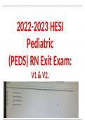 2022-2023 HESI Pediatric (PEDS) RN Exit Exam