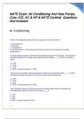 NATE Exam: Air Conditioning And Heat Pumps, Core, ICE, AC & HP & NATE Controls  Questions And Answers  graded A+