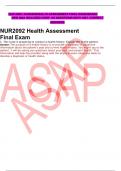 NUR 2092 / NUR2092HEALTH ASSESSMENT FINAL EXAM BRAND NEW Q&A INCLUDED OVER 130 QUESTIONS WITH 100% CORRECT ANSWERS