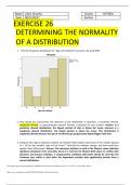 EXERCISE 26 DETERMINING THE NORMALITY OF A DISTRIBUTION TESTBANK 2024 WITH COMPLETE SOLUTIONS