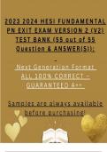  HESI FUNDAMENTA *Brand New*  Real Authentic  PN EXIT EXAM VERSION 2 (V2) TEST BANK (55 out of 55 Question & ANSWER(S)):    Next Generation Format  ALL 100% CORRECT – GUARANTEED A++   Samples are always available before purchasing!