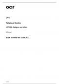 ocr AS Level Religious Studies H173/02 June2023 Mark Scheme and Question Paper.