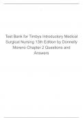 Test Bank for Timbys Introductory Medical Surgical Nursing 13th Edition by Donnelly Moreno Chapter 2 Questions and Answers 