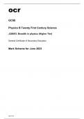 ocr GCSE Physics B Twenty First Century Science J259/03 June2023 Mark Scheme.