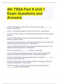 4th TSSA Part A Unit 1 Exam Questions and Answers 